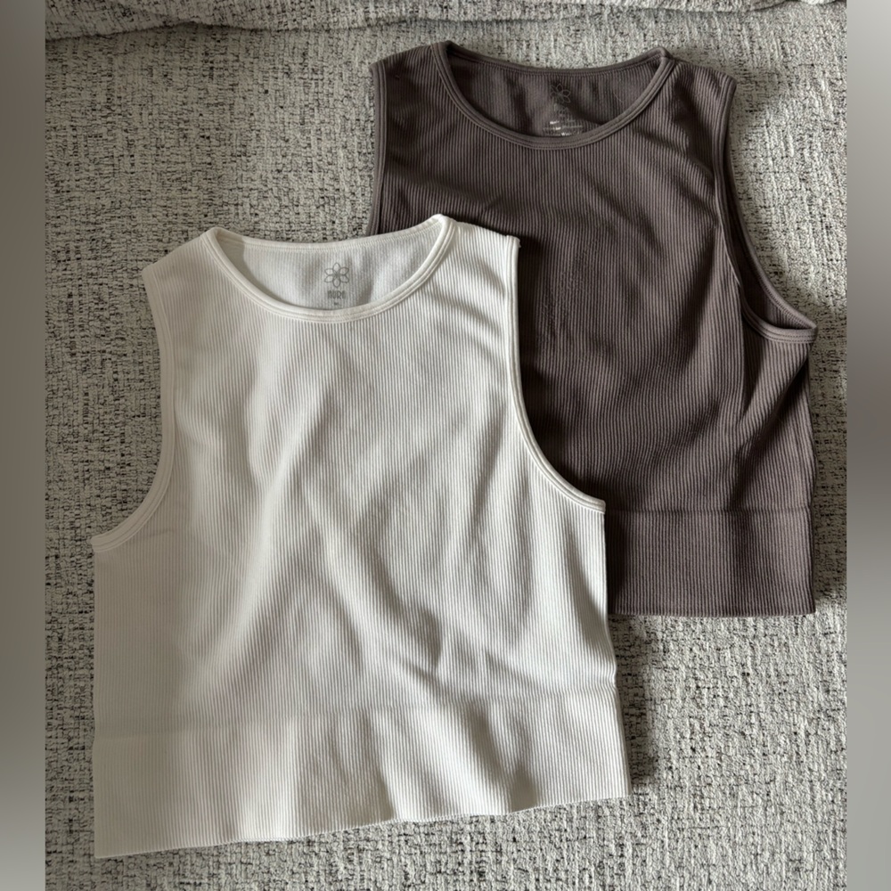 Aura White and Purple Crop Tops